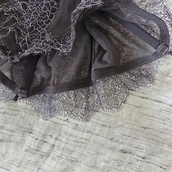 Victoria's Secret Vintage Lace Trim Corset In Gray And Lavender - Picture 7 of 7